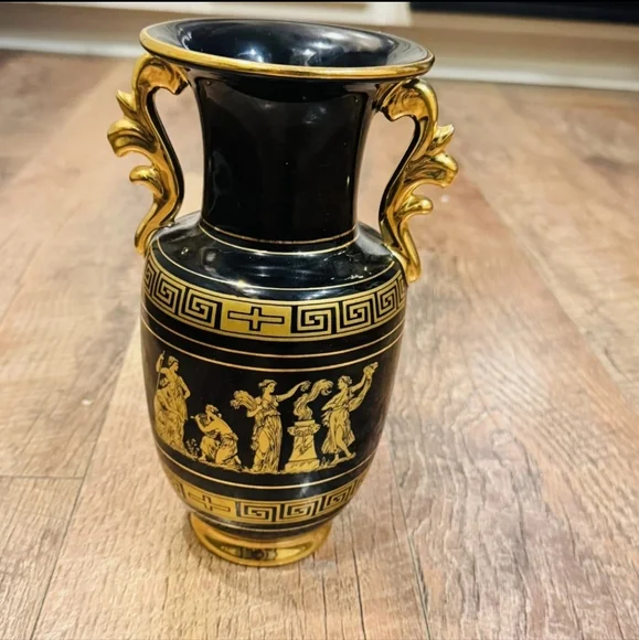 Beautiful Hand Made Historical Large Greek Vase 24k Gold Plated